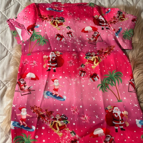 Festive Pink Santa Kids Shirt - Picture 4 of 5